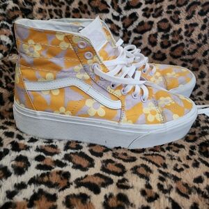 Platform vans hi-top floral